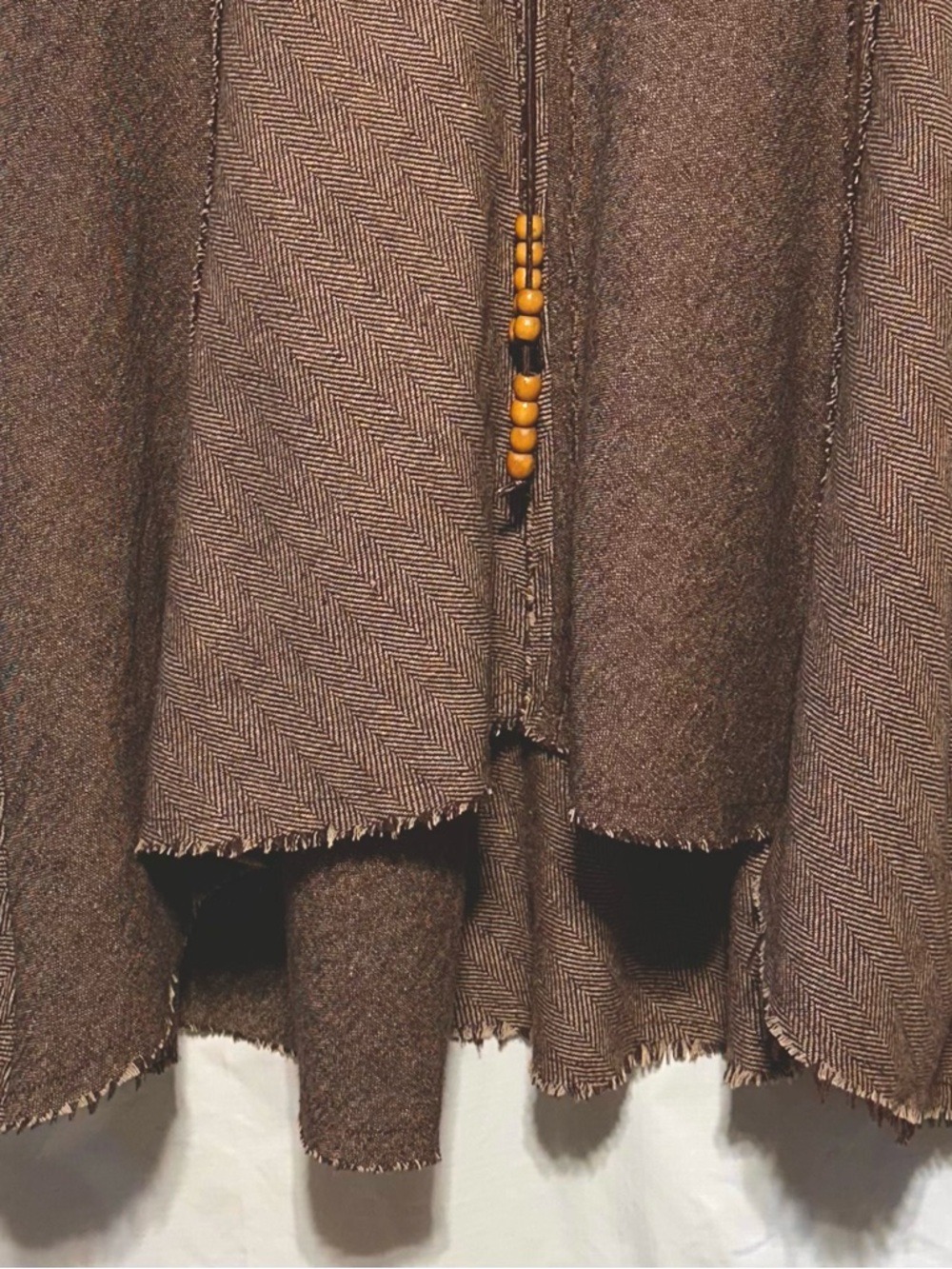 SUZY SHIER | Brown Herringbone Asymmetrical Boho Midi Skirt Artsy Festival - Picture 2 of 8